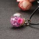 Sweet Crystal Glass Ball Natural Flower Wax Rope Women Necklaces