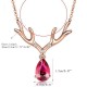 Sweet Style Deer Women Pendant Necklace Rose Gold Ruby Gold Plated Necklace