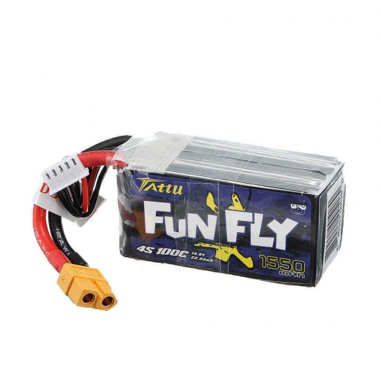 TATTU Funfly 14.8V 1550mAh 100C 4S XT60 Plug Lipo Battery for Emax HAWK 5 FPV Racing Drone