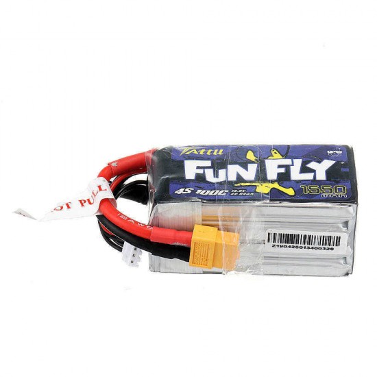 TATTU Funfly 14.8V 1550mAh 100C 4S XT60 Plug Lipo Battery for Emax HAWK 5 FPV Racing Drone