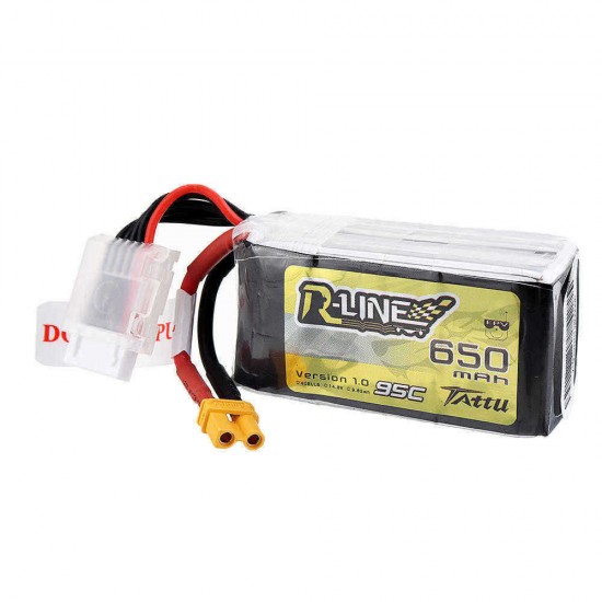 Tattu R-Line V1.0 14.8V 650mAh 95C 4S Lipo Battery XT30 Plug for RC FPV Quadcopter