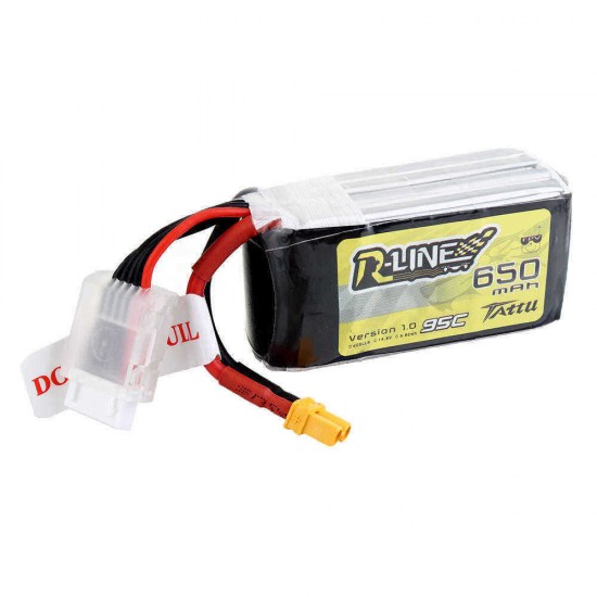 Tattu R-Line V1.0 14.8V 650mAh 95C 4S Lipo Battery XT30 Plug for RC FPV Quadcopter