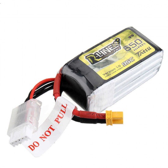 Tattu R-Line V1.0 14.8V 650mAh 95C 4S Lipo Battery XT30 Plug for RC FPV Quadcopter