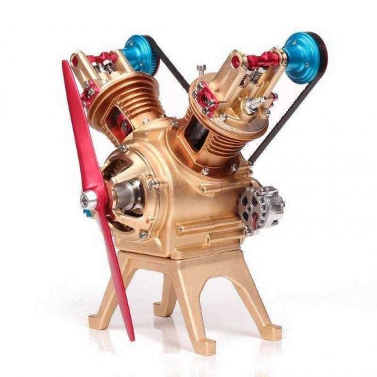 Teching Double Cylinder Full Aluminum Alloy Engine Model Collection