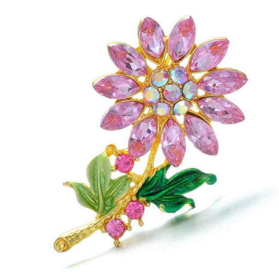 Trendy Colorful Rhinestone Flower Brooch Sweet Clothes Accessories Gift for Women