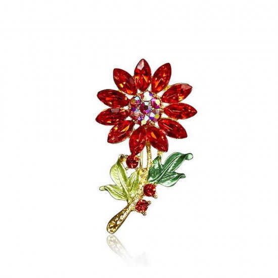 Trendy Colorful Rhinestone Flower Brooch Sweet Clothes Accessories Gift for Women