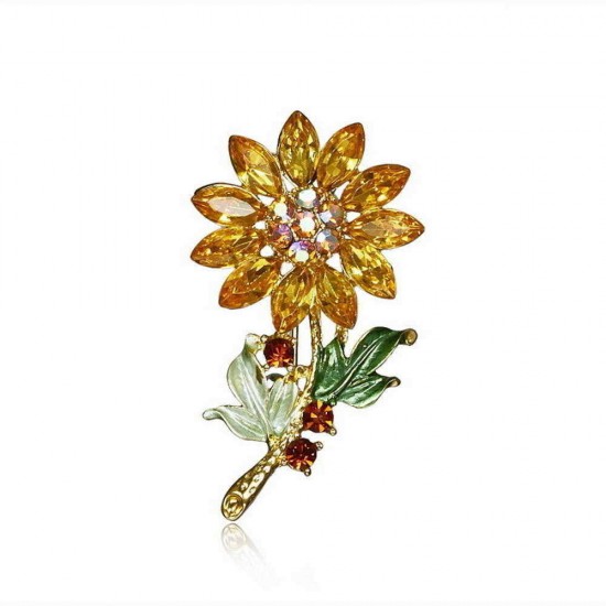 Trendy Colorful Rhinestone Flower Brooch Sweet Clothes Accessories Gift for Women