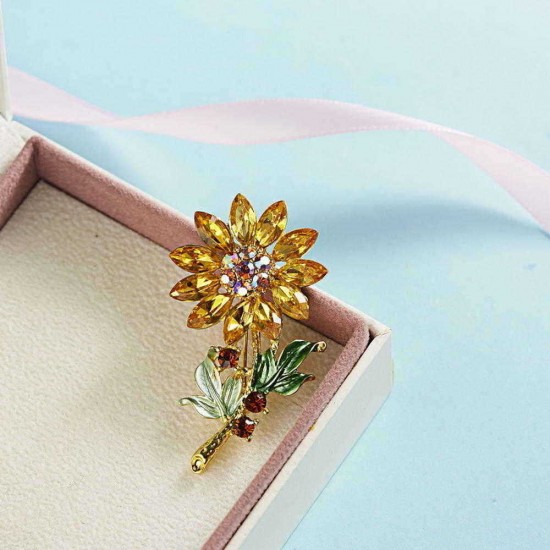 Trendy Colorful Rhinestone Flower Brooch Sweet Clothes Accessories Gift for Women