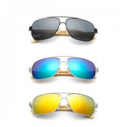 UV400 Bamboo Legs Men Women Sunglasses Metal Frames Outdoor Colorful Glasses Goggle