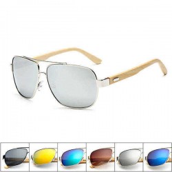 UV400 Bamboo Legs Men Women Sunglasses Metal Frames Outdoor Colorful Glasses Goggle