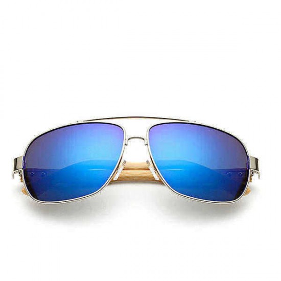 UV400 Bamboo Legs Men Women Sunglasses Metal Frames Outdoor Colorful Glasses Goggle