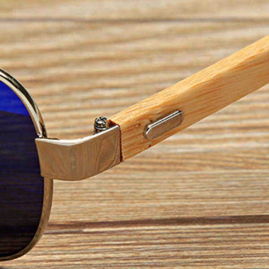 UV400 Bamboo Legs Men Women Sunglasses Metal Frames Outdoor Colorful Glasses Goggle