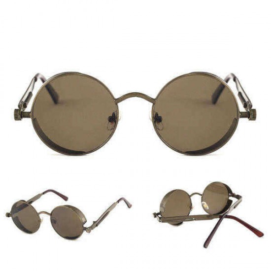 UV400 Vintage Steampunk Round Mirror Lens Sunglasses Outdoor Sport Hisper Eyewear For Man Women UV400 Vintage Steampunk Round Mirror Lens Sunglasses Outdoor Sport Hisper Eyewear For Man Women