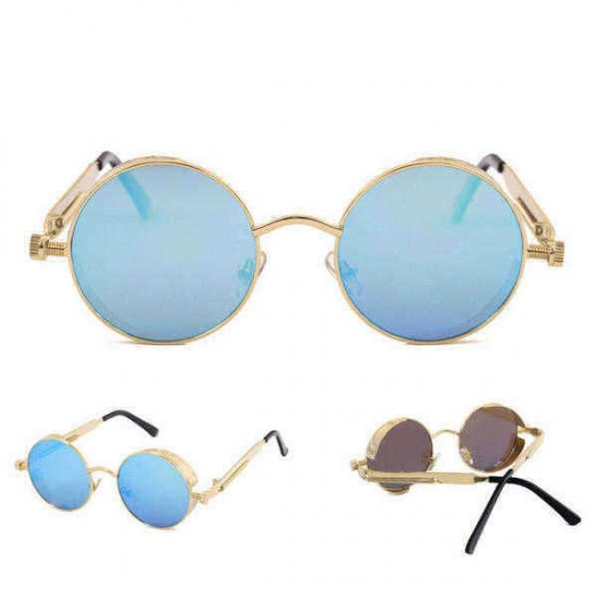 UV400 Vintage Steampunk Round Mirror Lens Sunglasses Outdoor Sport Hisper Eyewear For Man Women UV400 Vintage Steampunk Round Mirror Lens Sunglasses Outdoor Sport Hisper Eyewear For Man Women