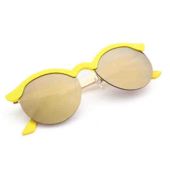 UV400 Women Round Sun Glassess Half Frame Alloy Legs Colorful Glossy Eyewear Glasses