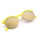 UV400 Women Round Sun Glassess Half Frame Alloy Legs Colorful Glossy Eyewear Glasses