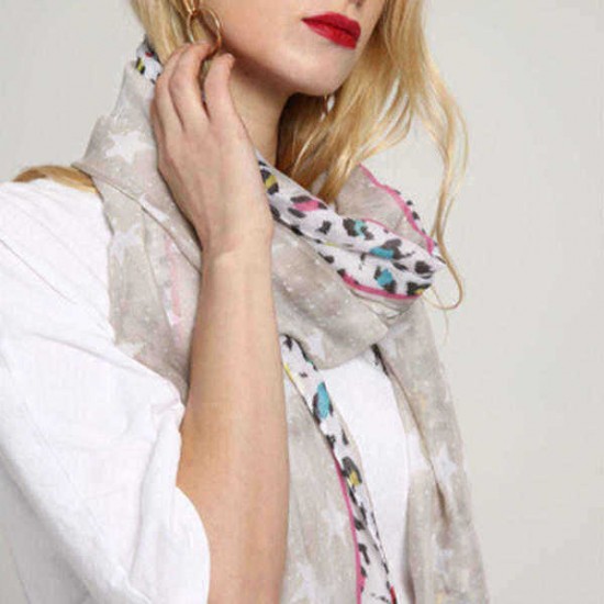 Unique Breathable Star Leopard Print Scarf Summer Cotton Special Shawl for Women