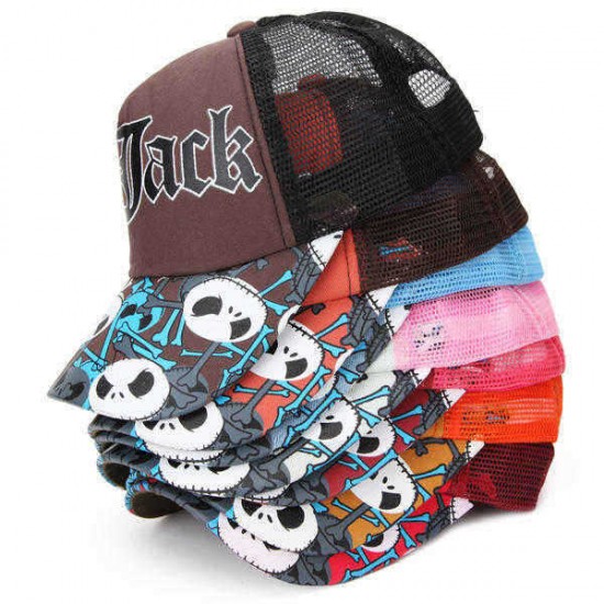 Unisex  Animation Cartoon Skull Letter Mesh Outdoor Breathable Baseball Cap