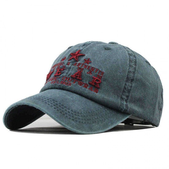 Unisex  Letter Embroidered Cap Washable Old Baseball Cap Breathable Cotton Sun Curved Cap