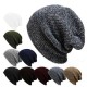 Unisex  Men Women Stripe Knitted Slouch Beanie Hat  Pure Color Elastic Winter Warm Cap