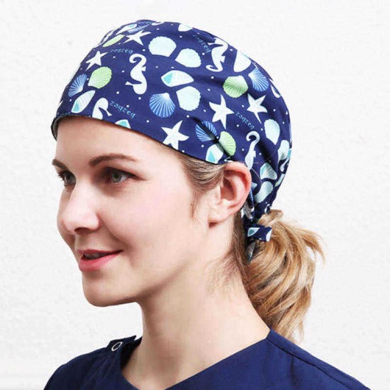 Unisex Adjustable Strap Animal Print Surgical Cap Doctor Nurse Operating Beanie Hat Work Cap