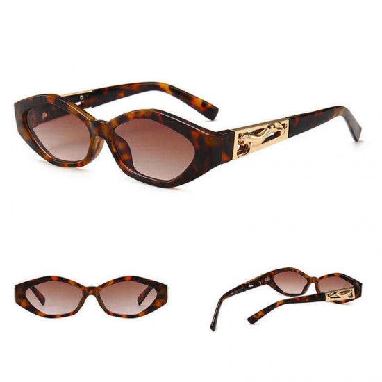 Unisex Angular Cat Eye Sunglasses Legs Jumping Cheetah Gold Decorative Sunglasses