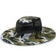 Unisex Camouflage UV protection With String Bucket Hat Outdoor Mountaineering Hat Big Visor Mesh Breathing Cap