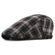 Unisex Casual Outdoor Adjustable Plaid Pattern Cotton Beret Peaked Cap Hat