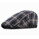 Unisex Casual Outdoor Adjustable Plaid Pattern Cotton Beret Peaked Cap Hat