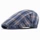 Unisex Casual Outdoor Adjustable Plaid Pattern Cotton Beret Peaked Cap Hat