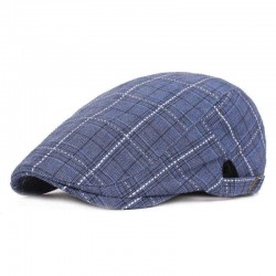 Unisex Cotton And Linen Beret Caps Forward Caps Outdoor Travel Hats Plaid Retro Hat