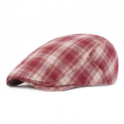 Unisex Cotton Beret Caps Forward Caps Outdoor Travel Hats Plaid Retro Hat