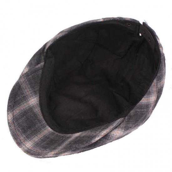 Unisex Cotton Beret Caps Forward Caps Outdoor Travel Hats Plaid Retro Hat