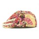 Unisex Cotton Flower Printed Washed Beret Hat Buckle Adjustable Paper Boy Cabbie Golf Breathable Cap