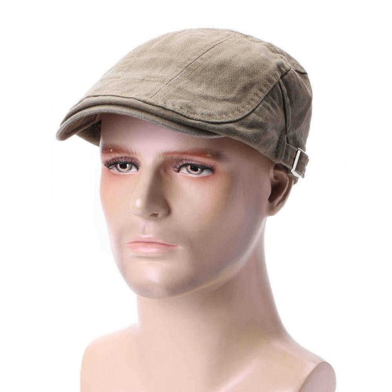 Unisex Cotton Solid Color Double-Sided Adjustable Painter Beret Hat Newsboy Flat Caps