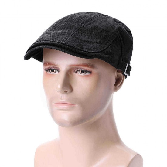 Unisex Cotton Solid Color Double-Sided Adjustable Painter Beret Hat Newsboy Flat Caps