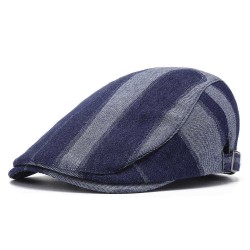 Unisex Denim Short Brim Distressed Blue Sunshade Peaked Cap Beret Hat