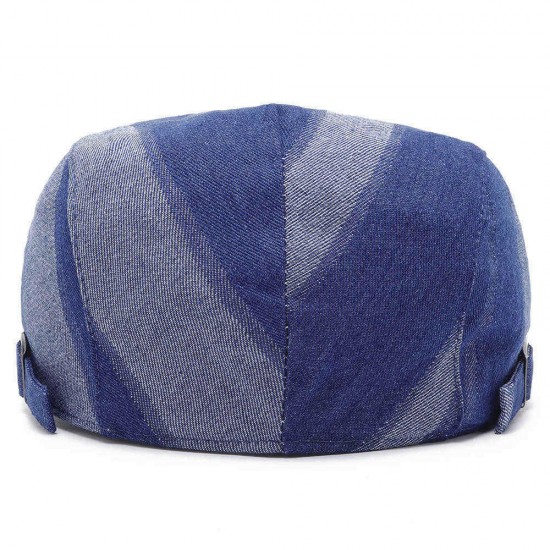 Unisex Denim Short Brim Distressed Blue Sunshade Peaked Cap Beret Hat