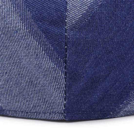 Unisex Denim Short Brim Distressed Blue Sunshade Peaked Cap Beret Hat