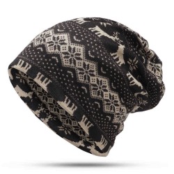 Unisex Elk Flower Print Multipurpose Skullcap Beanie Hat Neck Warmer