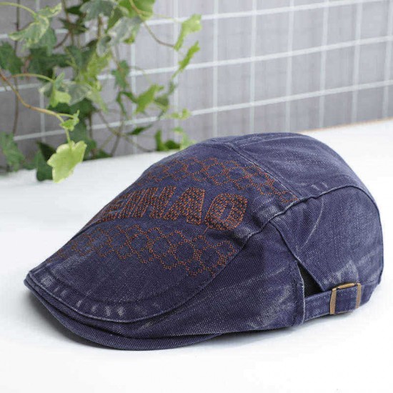 Unisex Embroidered Letters Peaked Cap Duckbill Hat