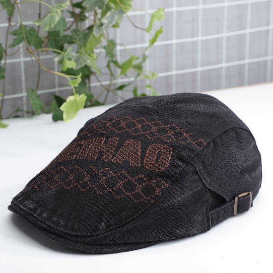 Unisex Embroidered Letters Peaked Cap Duckbill Hat