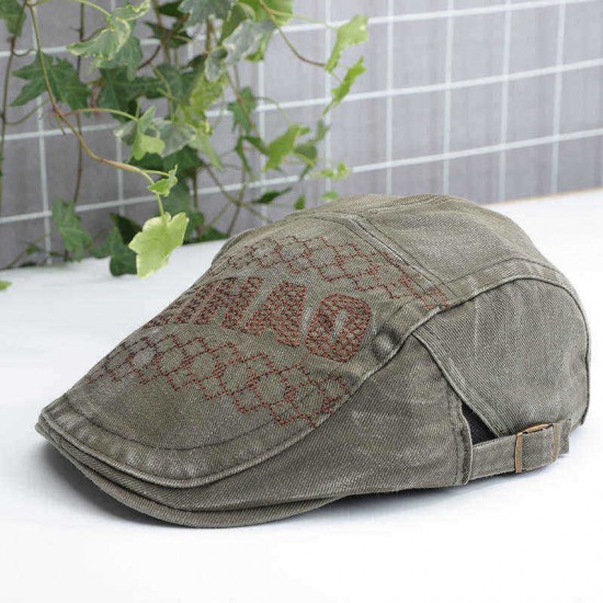 Unisex Embroidered Letters Peaked Cap Duckbill Hat