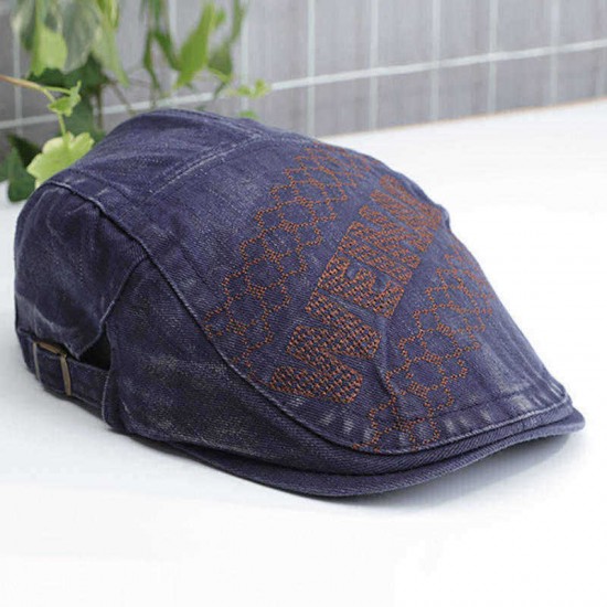 Unisex Embroidered Letters Peaked Cap Duckbill Hat