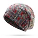 Unisex Exotic Doodle Flower Printed Beanie Hat Outdoor Dual Use Velvet Windproof Cap Scarf