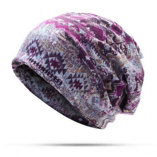 Unisex Exotic Doodle Flower Printed Beanie Hat Outdoor Dual Use Velvet Windproof Cap Scarf