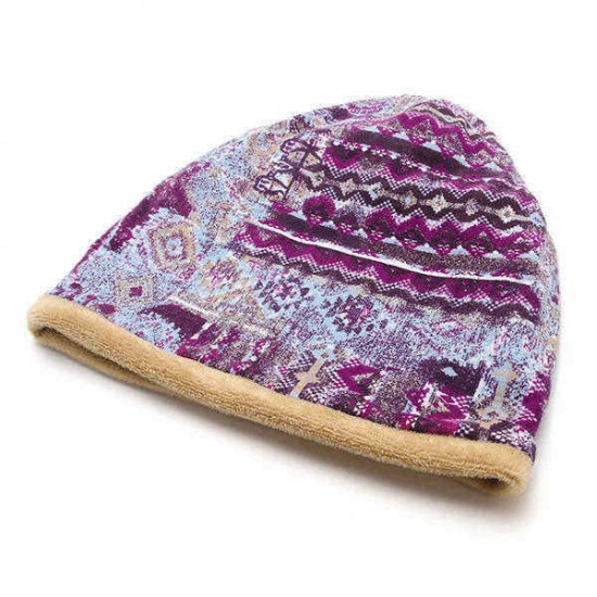 Unisex Exotic Doodle Flower Printed Beanie Hat Outdoor Dual Use Velvet Windproof Cap Scarf