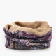 Unisex Exotic Doodle Flower Printed Beanie Hat Outdoor Dual Use Velvet Windproof Cap Scarf