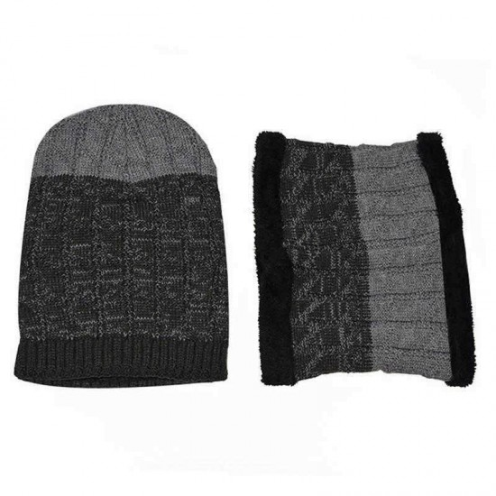 Unisex Fleece Liner Thickened Warm Scarf Plus Hat Set Outdoor Windproof Piece Unit