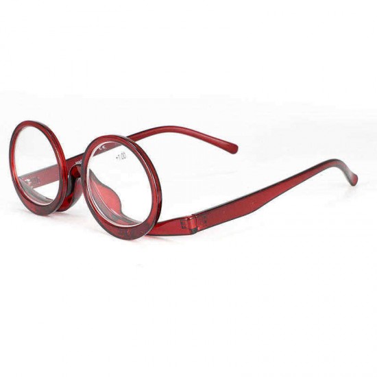 Unisex Flip-up Round Frame Reading Glasses Cosmetic Makeup Glasses Presbyopic Eyeglasses